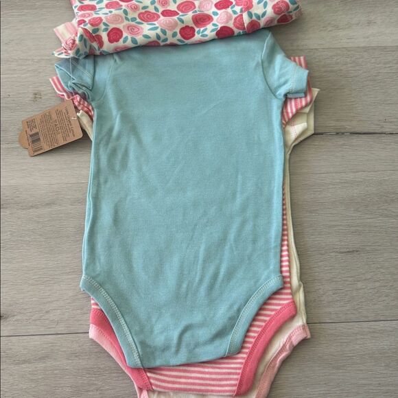Touched By Nature Organic Cotton 5 Pc Bodysuits Rosebud 9-12 MO NWT - Picture 14 of 16